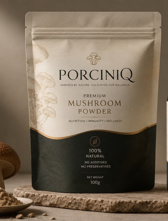 PorciniQ Premium Mushroom Powder pouch